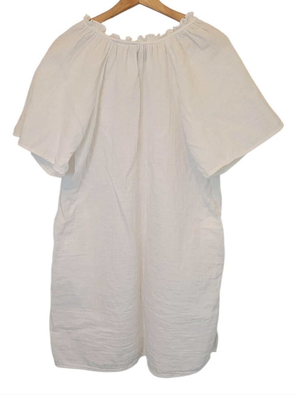 Old Navy White Cotton Gauze Cover Up Dress Tunic Size Large Pockets - Picture 3 of 9